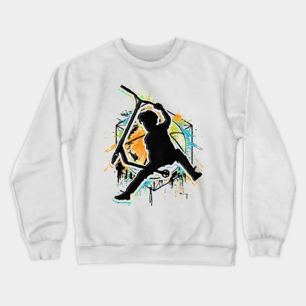 Retro Colorful Scooter - Stuntscooter - Stunt Scooter Crewneck Sweatshirt by BabyYodaSticker